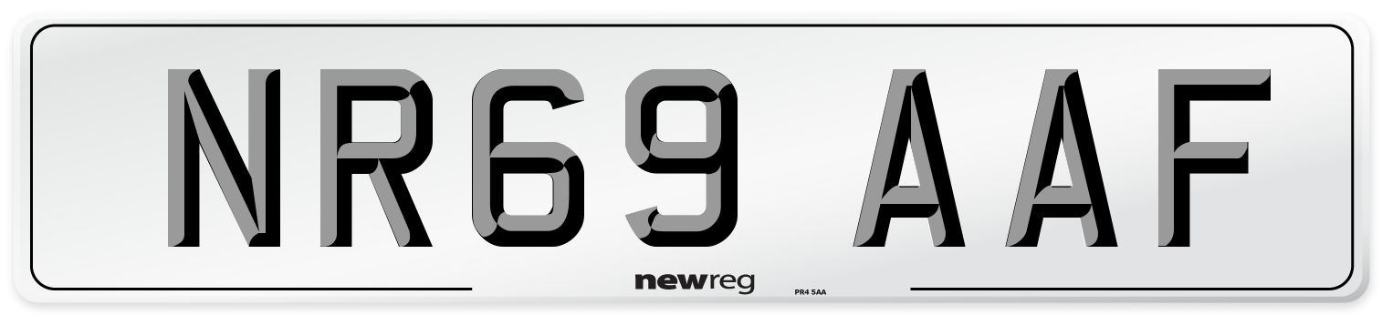 NR69 AAF Front Number Plate