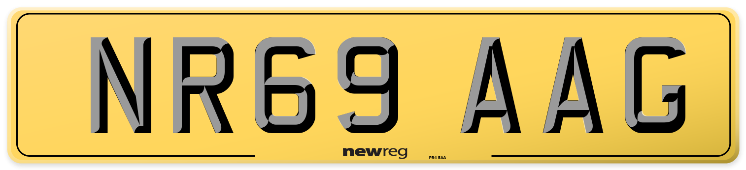 NR69 AAG Rear Number Plate