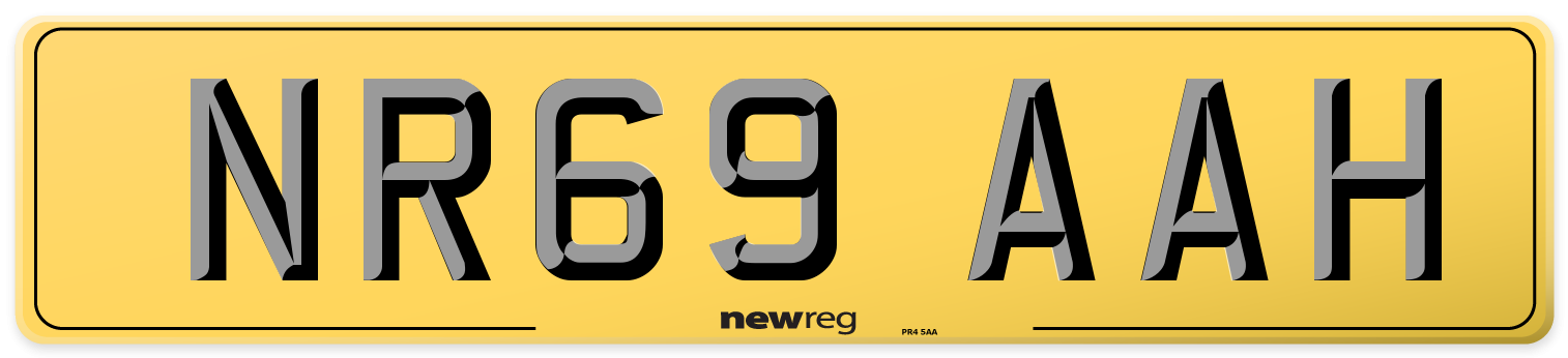 NR69 AAH Rear Number Plate