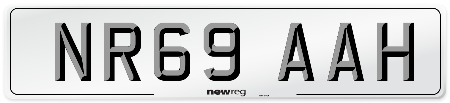 NR69 AAH Front Number Plate
