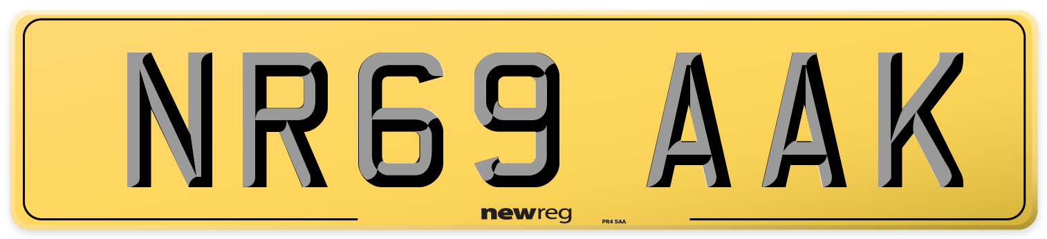 NR69 AAK Rear Number Plate