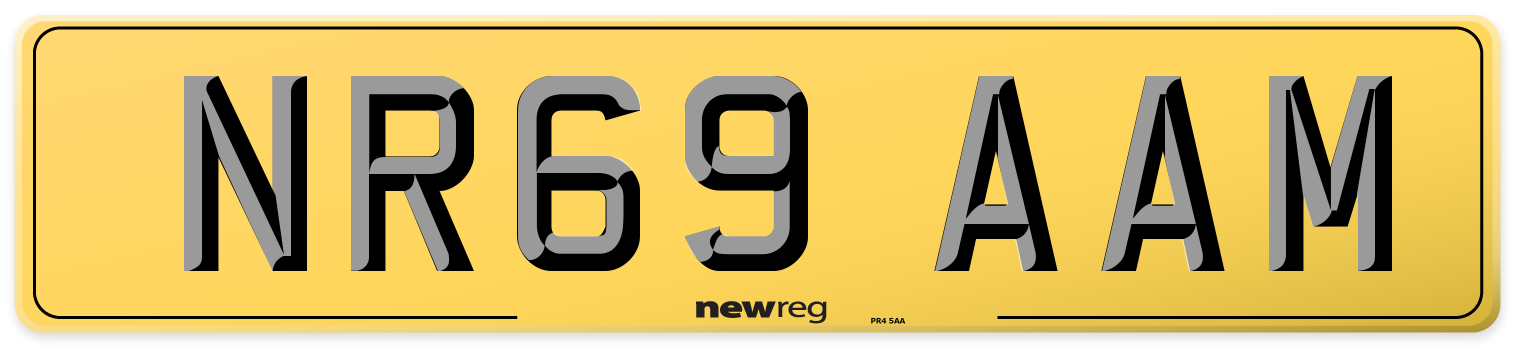 NR69 AAM Rear Number Plate