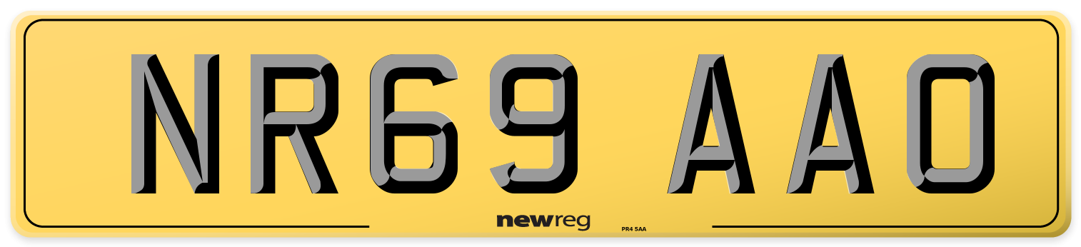 NR69 AAO Rear Number Plate