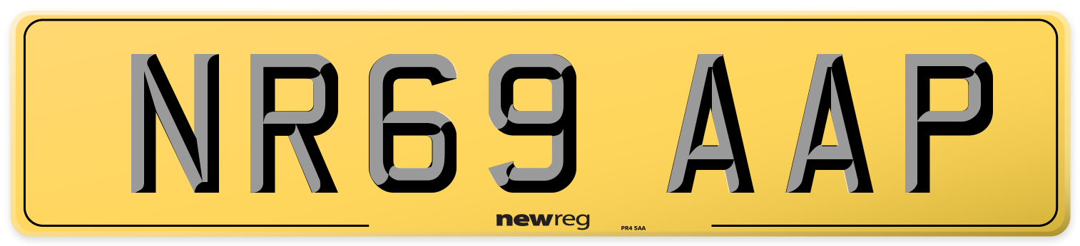 NR69 AAP Rear Number Plate