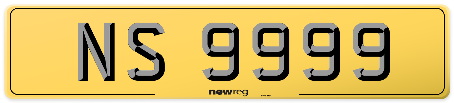 NS 9999 Rear Number Plate