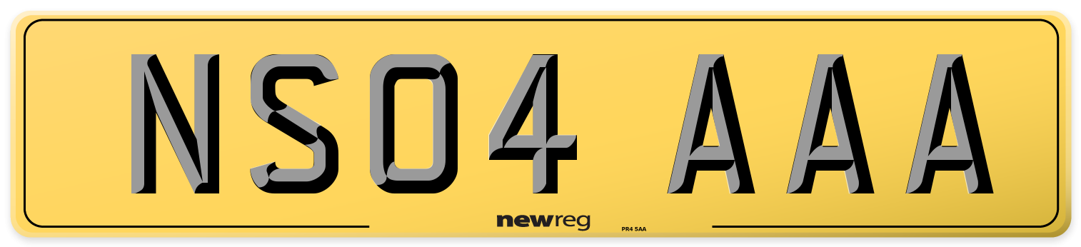 NS04 AAA Rear Number Plate
