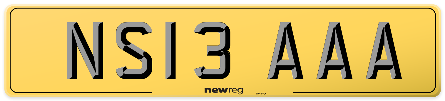 NS13 AAA Rear Number Plate
