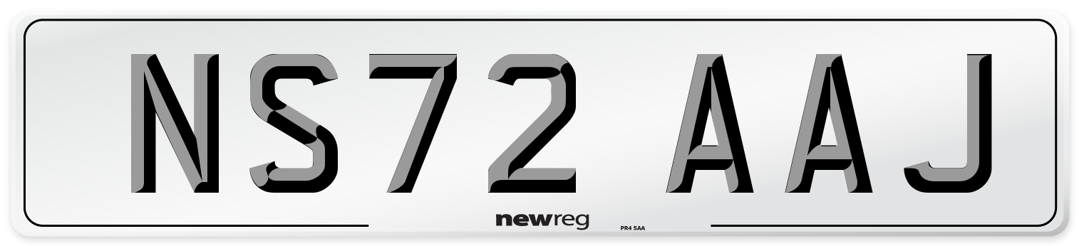 NS72 AAJ Front Number Plate