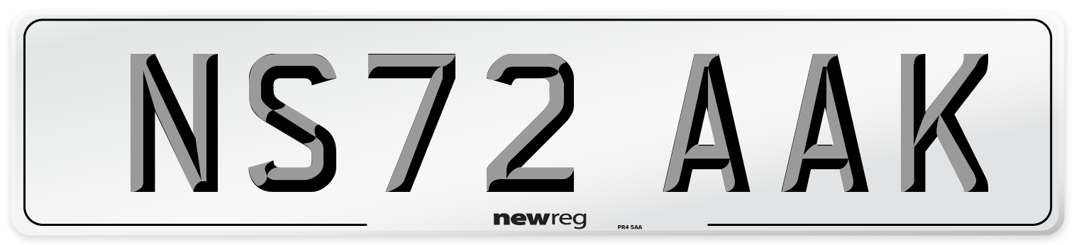 NS72 AAK Front Number Plate