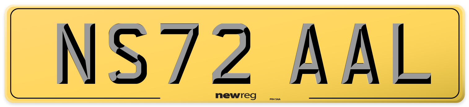 NS72 AAL Rear Number Plate