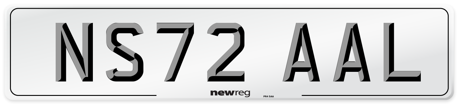 NS72 AAL Front Number Plate