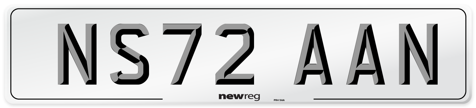 NS72 AAN Front Number Plate