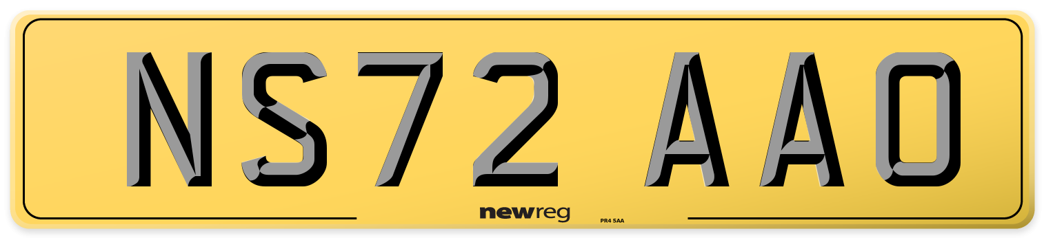 NS72 AAO Rear Number Plate