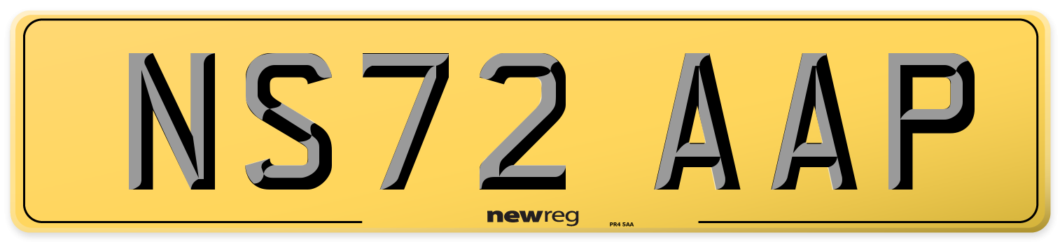 NS72 AAP Rear Number Plate