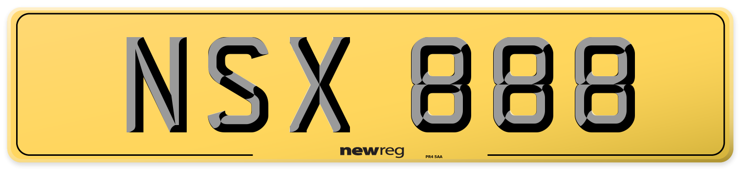 NSX 888 Rear Number Plate
