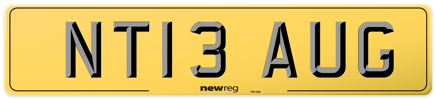 NT13 AUG Rear Number Plate