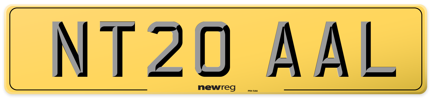 NT20 AAL Rear Number Plate