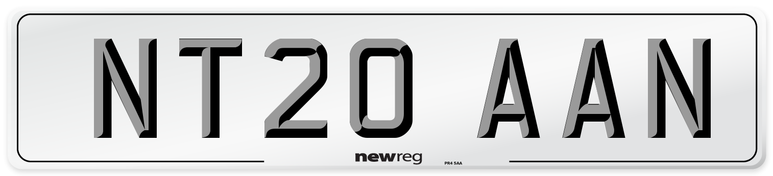 NT20 AAN Front Number Plate