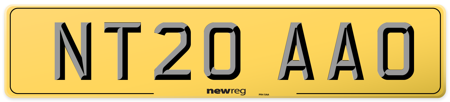 NT20 AAO Rear Number Plate