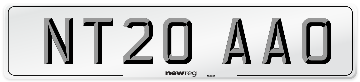 NT20 AAO Front Number Plate