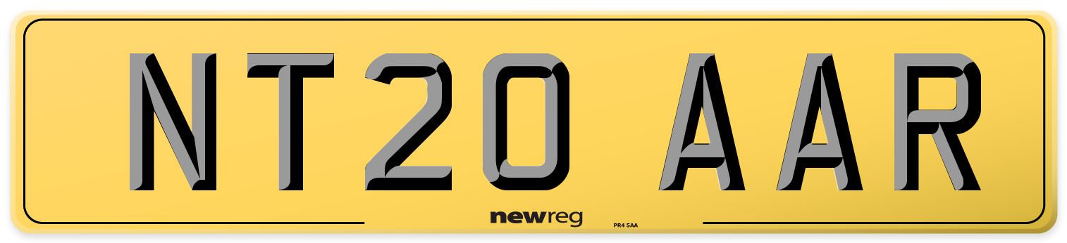 NT20 AAR Rear Number Plate