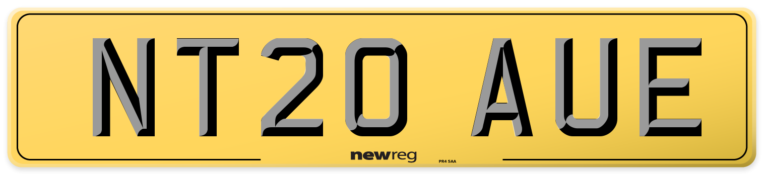 NT20 AUE Rear Number Plate
