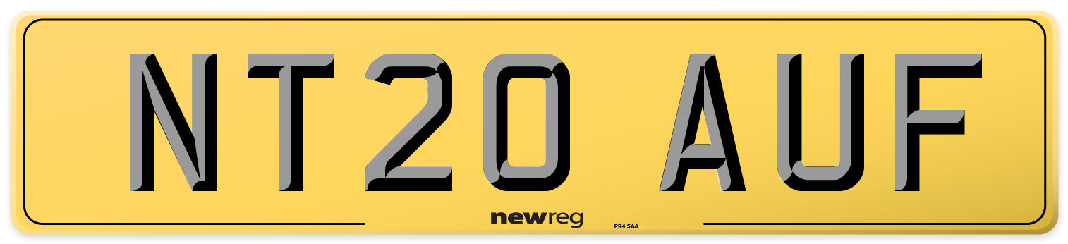 NT20 AUF Rear Number Plate