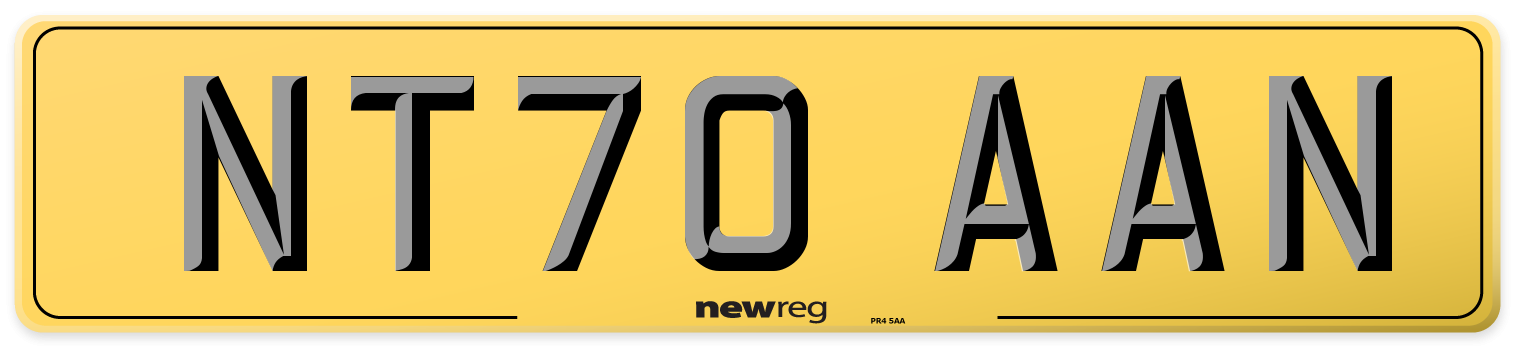 NT70 AAN Rear Number Plate
