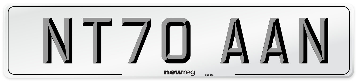 NT70 AAN Front Number Plate