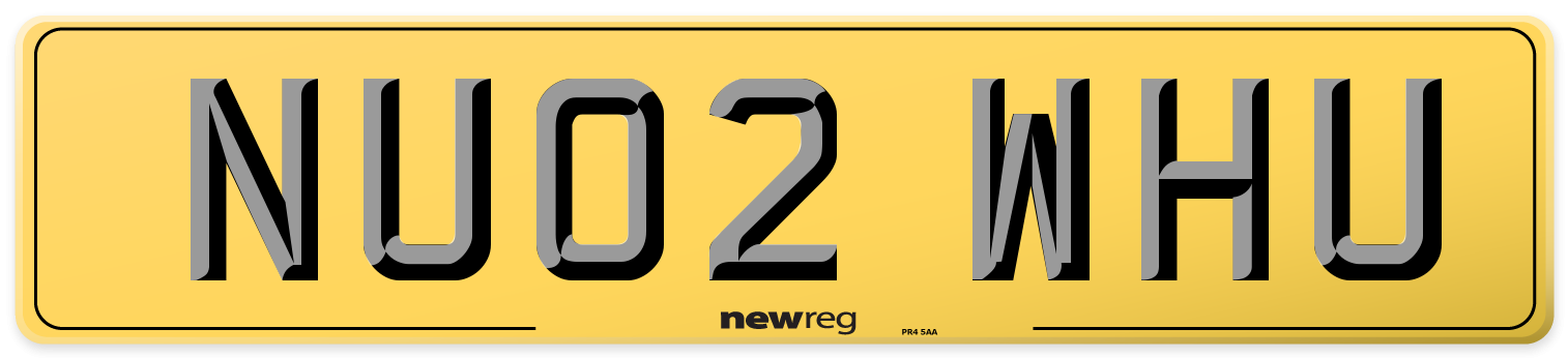 NU02 WHU Rear Number Plate