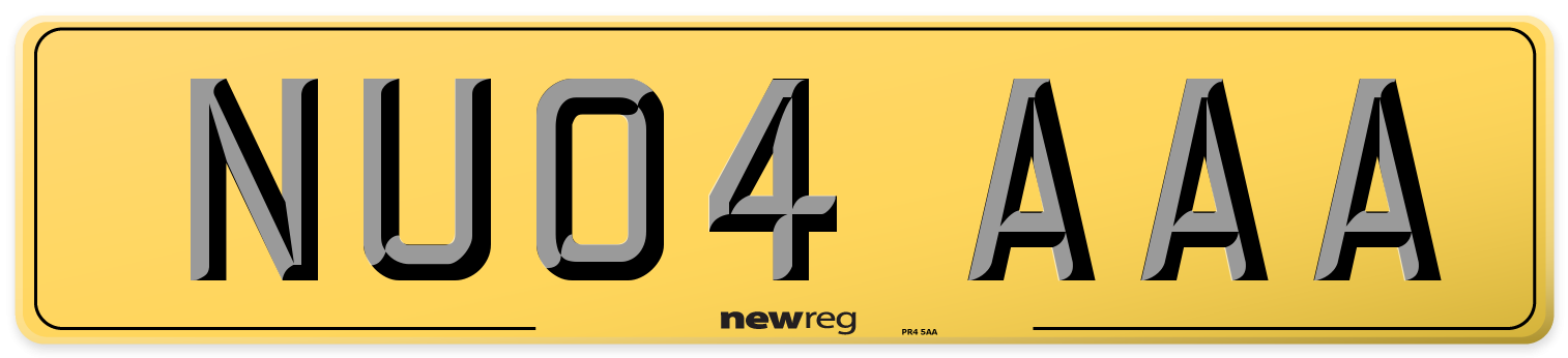 NU04 AAA Rear Number Plate
