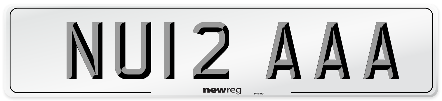 NU12 AAA Front Number Plate