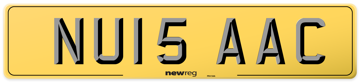 NU15 AAC Rear Number Plate