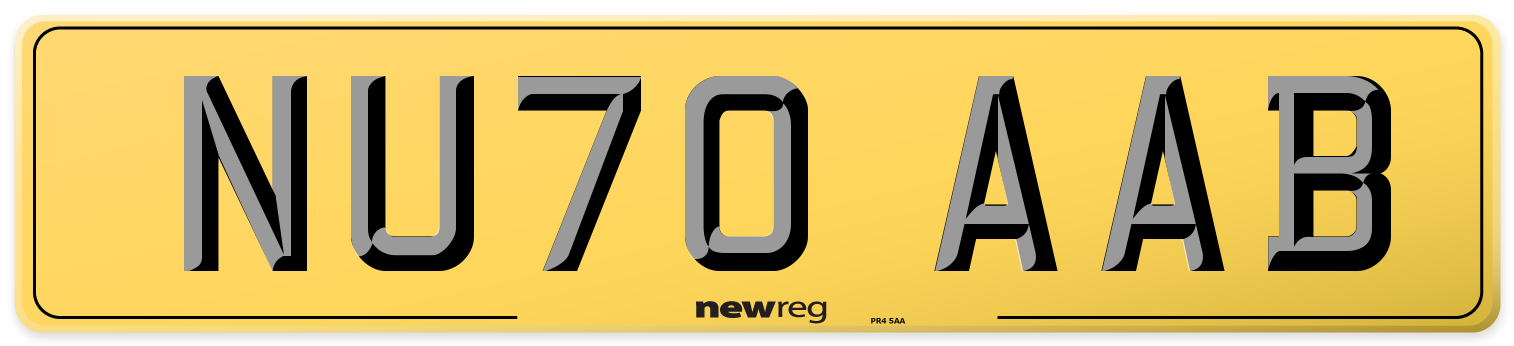 NU70 AAB Rear Number Plate
