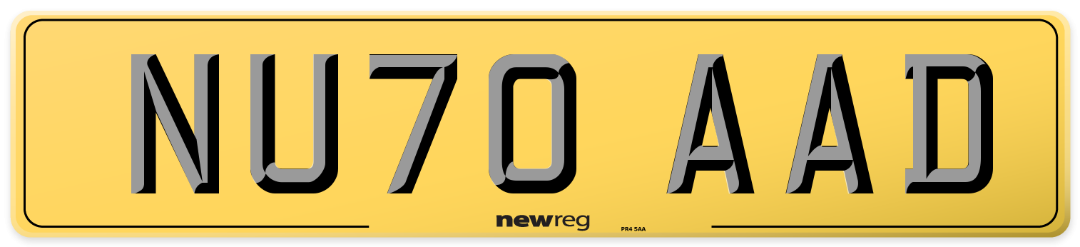 NU70 AAD Rear Number Plate