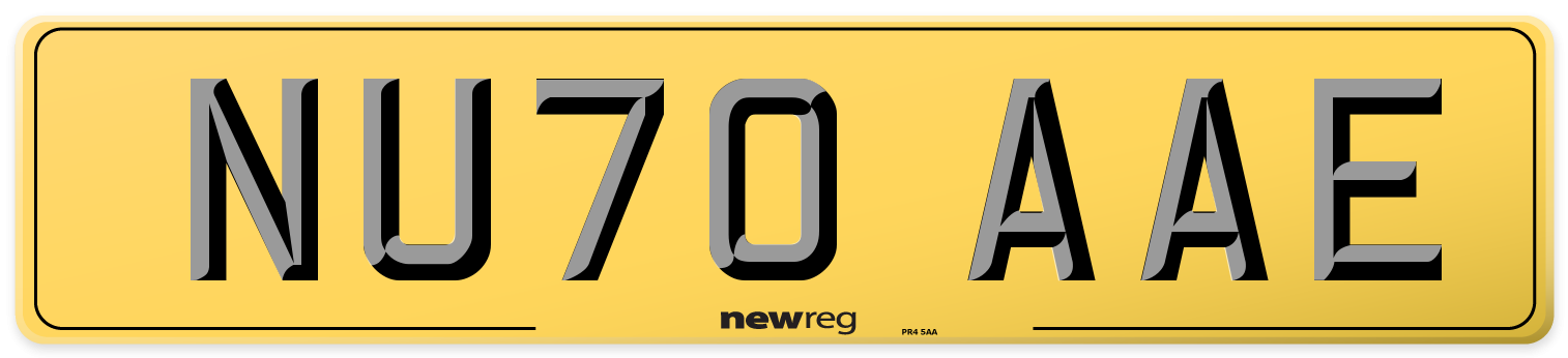 NU70 AAE Rear Number Plate