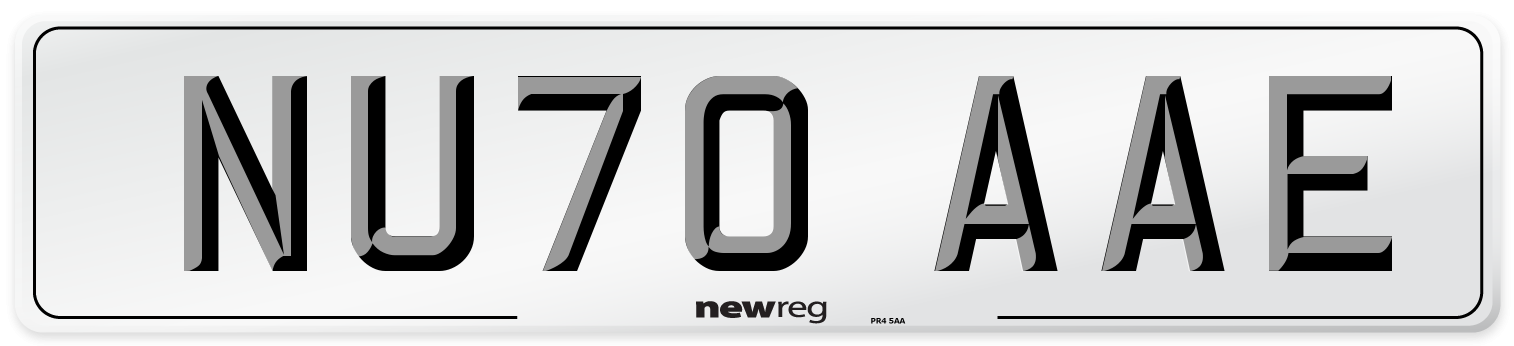 NU70 AAE Front Number Plate