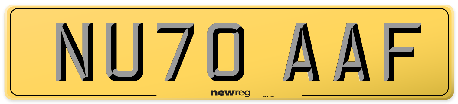 NU70 AAF Rear Number Plate