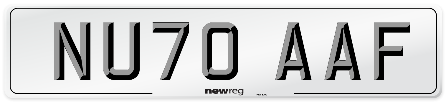 NU70 AAF Front Number Plate