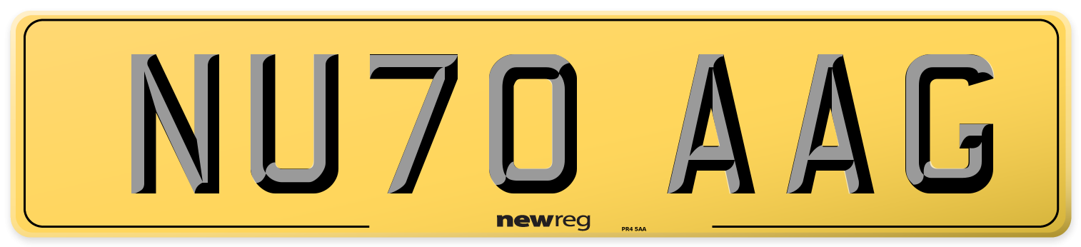 NU70 AAG Rear Number Plate