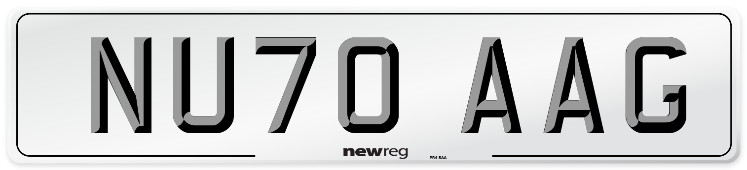 NU70 AAG Front Number Plate