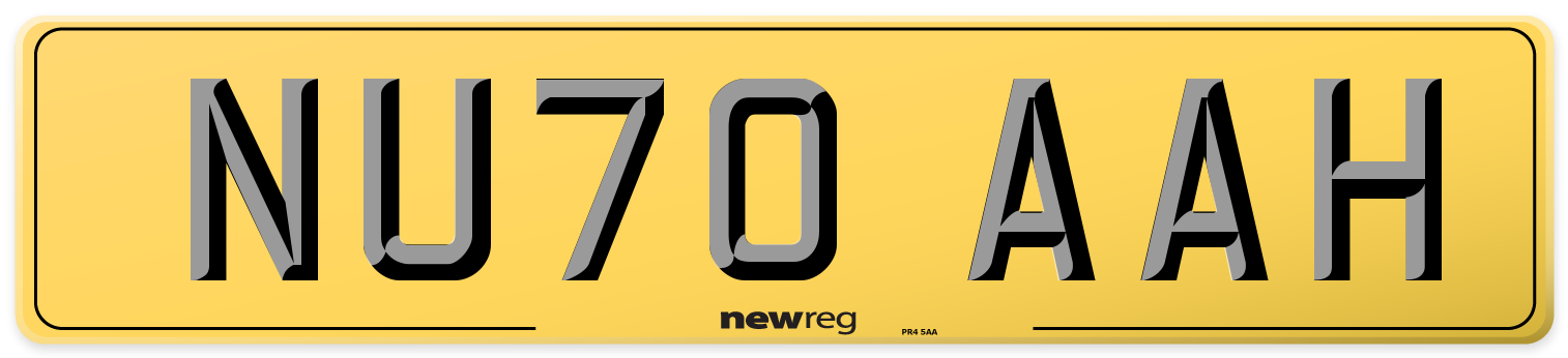 NU70 AAH Rear Number Plate