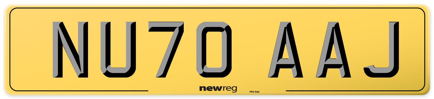 NU70 AAJ Rear Number Plate
