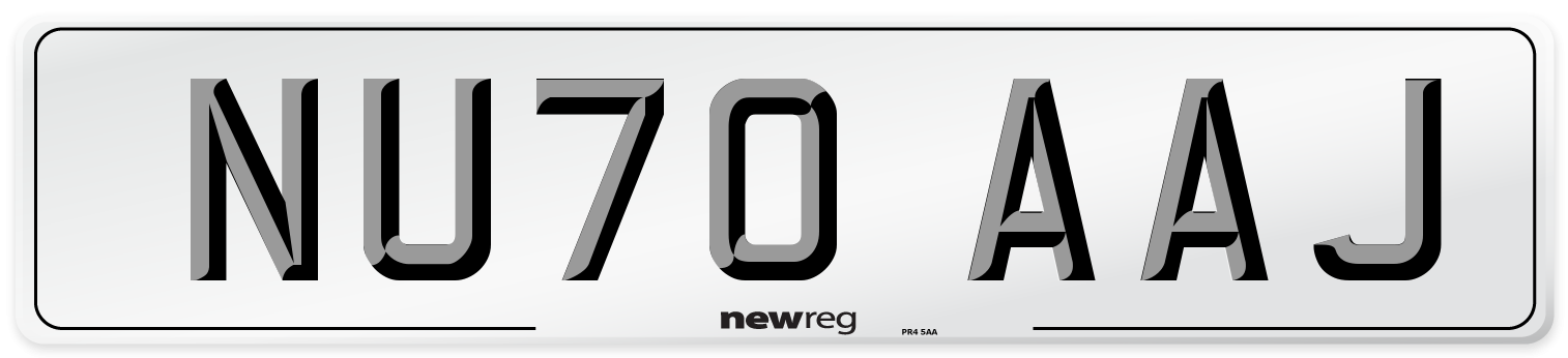 NU70 AAJ Front Number Plate