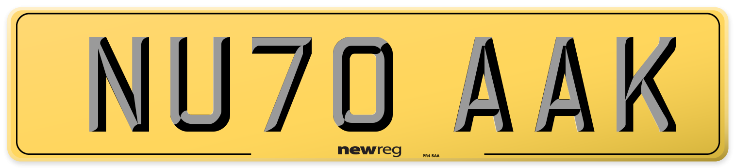 NU70 AAK Rear Number Plate