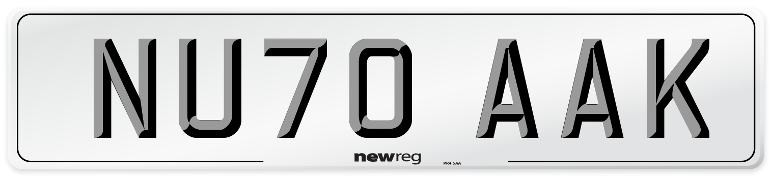 NU70 AAK Front Number Plate