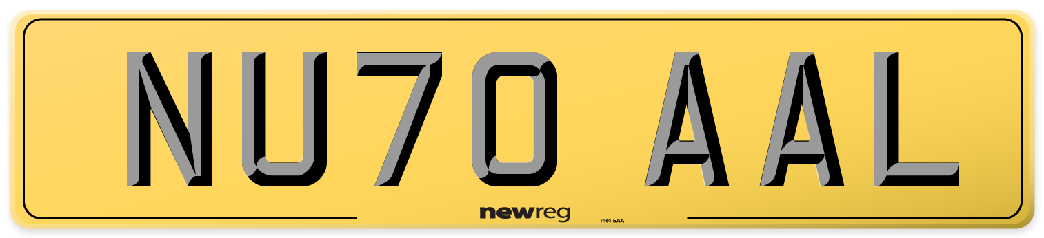 NU70 AAL Rear Number Plate