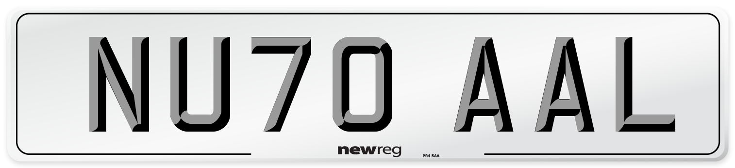 NU70 AAL Front Number Plate