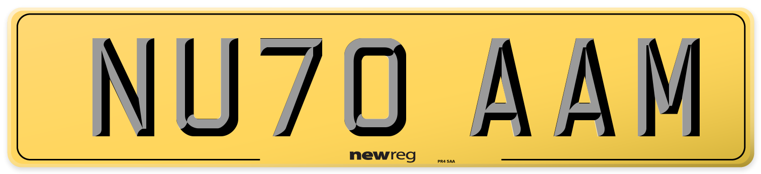 NU70 AAM Rear Number Plate