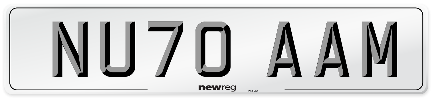 NU70 AAM Front Number Plate